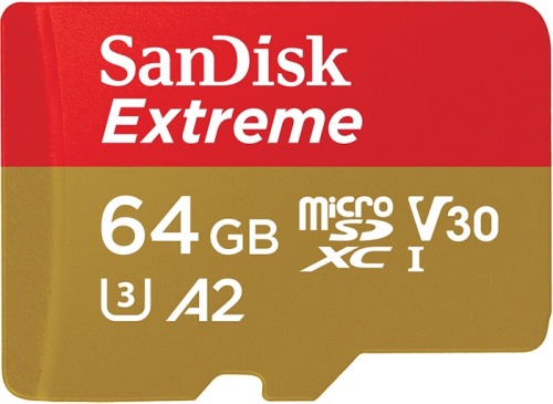 Sandisk MicroSDXC Extreme 64GB 170mb / 60mb,U3,V30,A2 AC incl RP DL 1Y Micro SD-kaart Goud