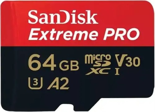 Sandisk MicroSDXC Extreme PRO 64GB 200/90 mb/s - A2 - V30 - SDA - Rescue Pro DL 2Y Micro SD-kaart Zwart
