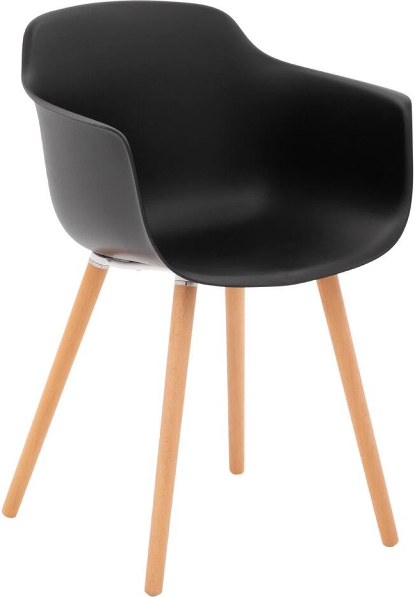 Goossens Eco Stoel Tomar zwart kunststof met armleuning,