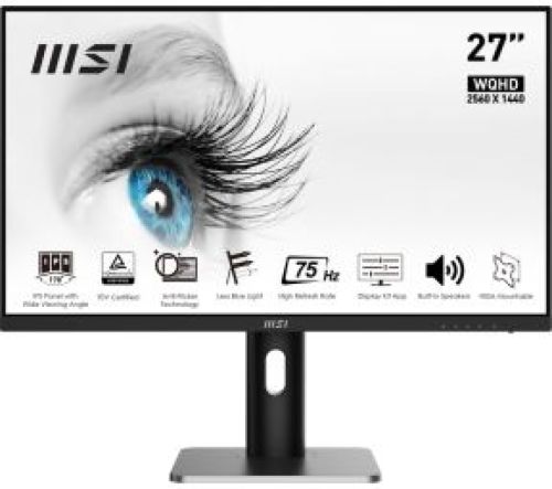 MSI Pro MP273QPDE computer monitor 68,6 cm (27 ) 2560 x 1440 Pixels Wide Quad HD LED Zwart, Zilver