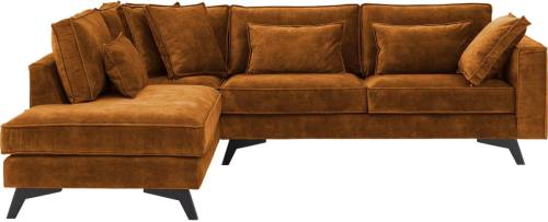 Goossens Bank Chambre cognac, stof, 3-zits, elegant chic met ligelement links