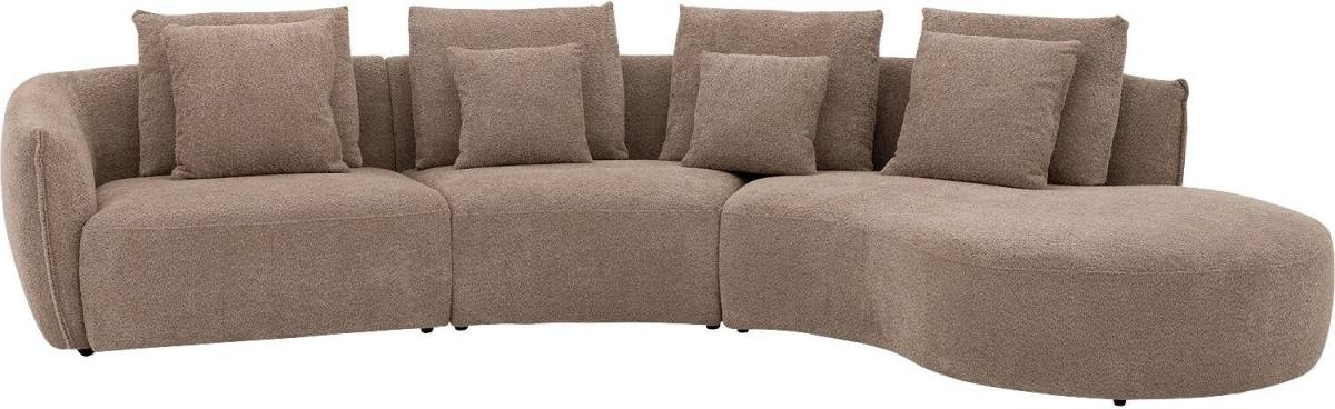 Goossens Bank Fay bruin, stof, 1,5-zits, stijlvol landelijk met chaise longue rechts
