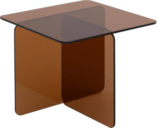 Goossens Salontafel Davey vierkant, glas donkerbruin, modern design, 50 x 46 x 50 cm