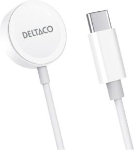 Deltaco AWC-101 oplader voor mobiele apparatuur Smartwatch Wit USB Draadloos opladen Binnen