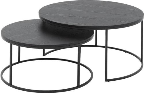 Goossens Salontafel Lima rond, essenhout zwart, modern design, 90 x 45 x 90 cm