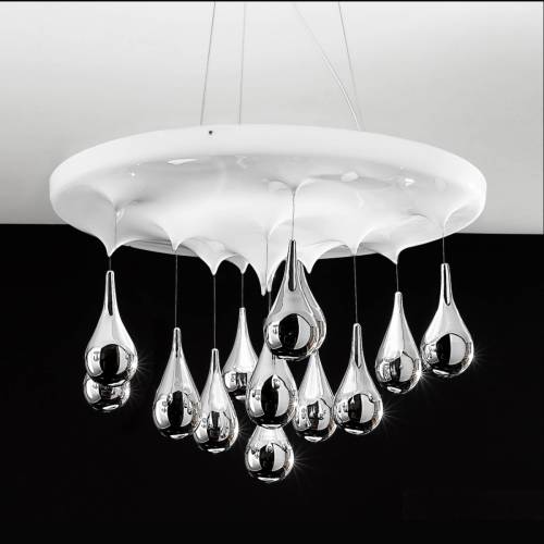 Sil-Lux Hanglamp Pioggia, wit, chroom, Ø 50 cm H 30 cm