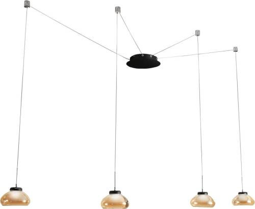 Fabas Luce LED hanglamp Arabella, 4 lamps, zwart/amber