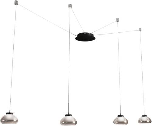 Fabas Luce LED hanglamp Arabella, 4 lamps, zwart/grijs/helder