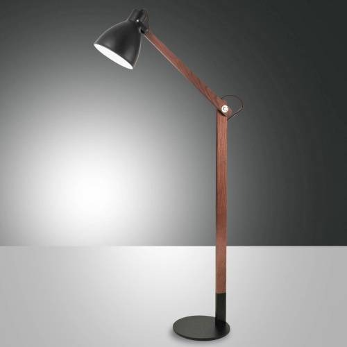 Fabas Luce Vloerlamp Sveva van hout, zwart/walnoot