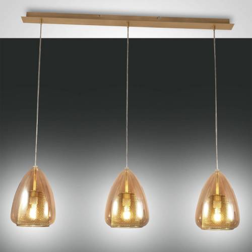 Fabas Luce Hanglamp Britton, 3-lamps, amber