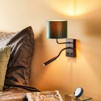 Luminex Wandlamp Soho, cilindervormig, leeslampje groen/goud