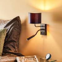Luminex Wandlamp Soho, cilindervormig, leeslampje blauw/goud