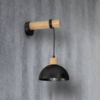 Eko-Light Wandlamp Arik zwart van metaal en hout