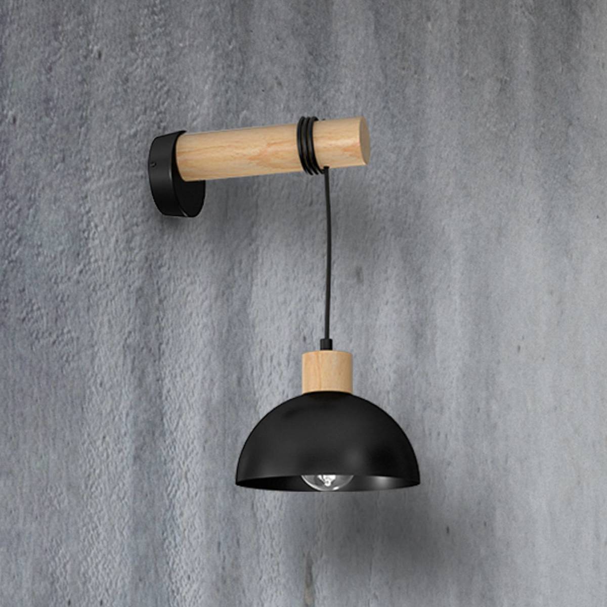 Eko-Light Wandlamp Arik zwart van metaal en hout