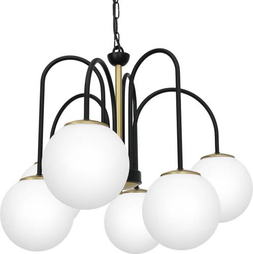 Luminex Hanglamp Berlin 6-lamps zwart/messing