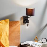 Luminex Wandlamp Soho cilindervormig leeslampje zwart/goud