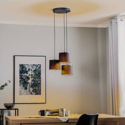 Luminex Hanglamp Soho, cilindervormig, rond 3-lamps blauw/goud