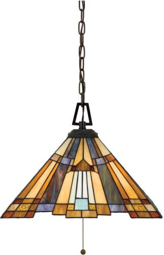 QUOIZEL Hanglamp Inglenook, Tiffany-stijl kettingophanging