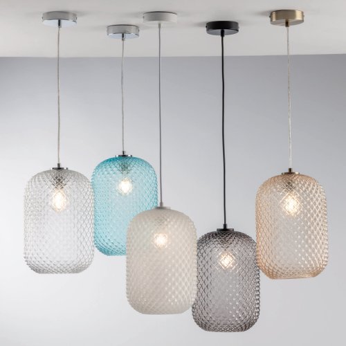 ECO-Light Hanglamp Ashford S15 met glazen kap blauw