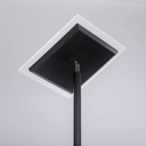 JUST LIGHT. Hans LED vloerlamp met leeslamp, hoekig, zwart