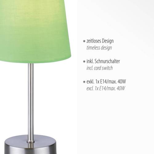 JUST LIGHT. Heinrich tafellamp met groene stoffen kap