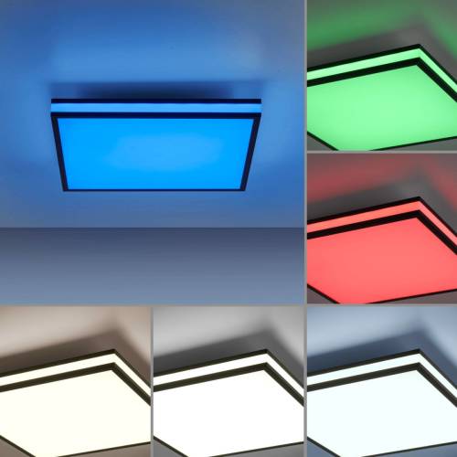 JUST LIGHT. LED plafondlamp Mario, CTT, RGB, 45x45cm, zwart