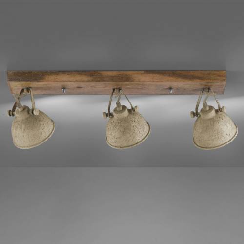 JUST LIGHT. Plafondlamp Samia 3-lamps, hout, beige structuur