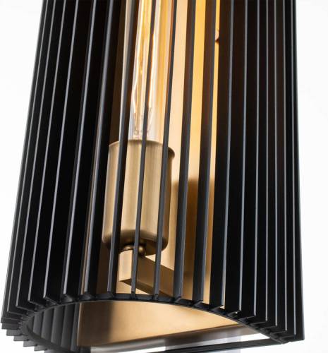 Quintiesse Wandlamp Linara, zwart/messing, 1-lamp