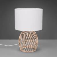 Reality Leuchten Tafellamp Rike, rotan frame en stoffen kap