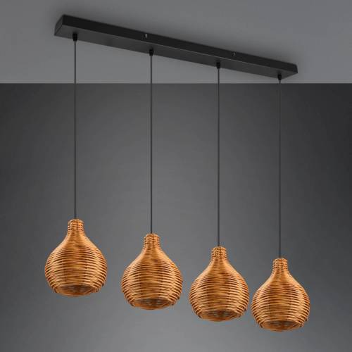 Reality Leuchten Hanglamp Sprout van rotan, 4-lamps, natuur