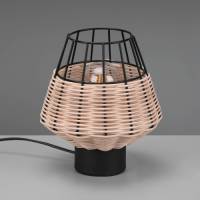 Reality Leuchten Tafellamp Borka met rotan en kooi, natuur