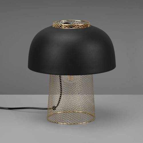 Reality Leuchten Tafellamp Punch, zwart/goud, Ø 25 cm