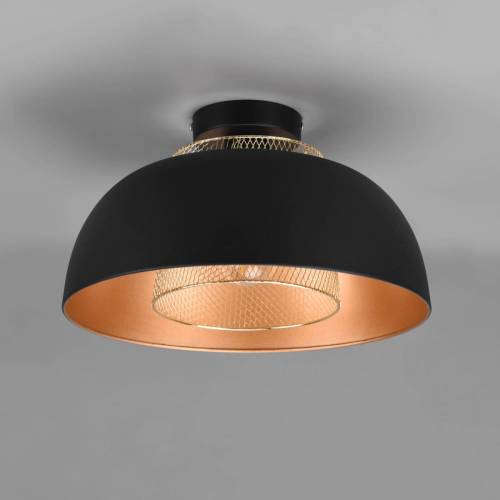 Reality Leuchten Plafondlamp Punch, zwart/goud, Ø 35 cm