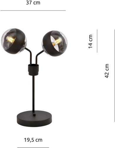 EMIBIG LIGHTING Nova tafellamp, zwart/helder, 2-lamps