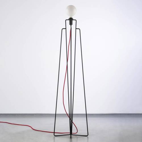 GRUPA Model M1 LED vloerlamp zwart, kabel rood