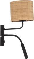 Luminex Wandlamp Jovin 1-lamp met spot, rotan kap