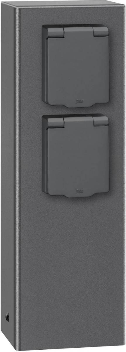 LCD Buiten-stopcontactzuil 017, 2-voudig, grafiet