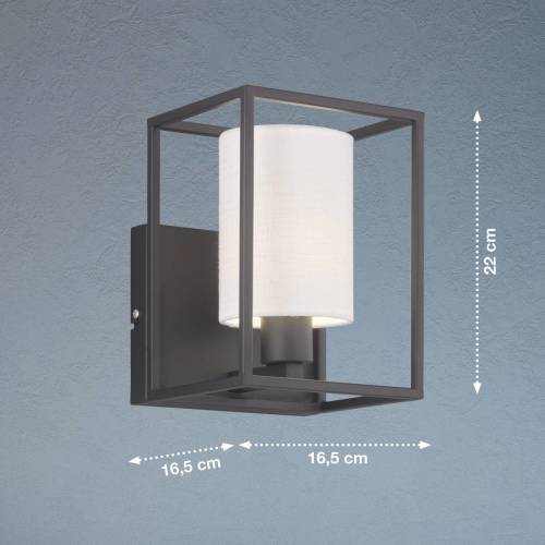Fischer & Honsel Wandlamp Gilli met stoffen kap wit