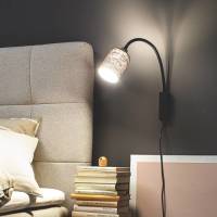 Fischer & Honsel Wandlamp Maui met flexibele arm, stoffen kap grijs
