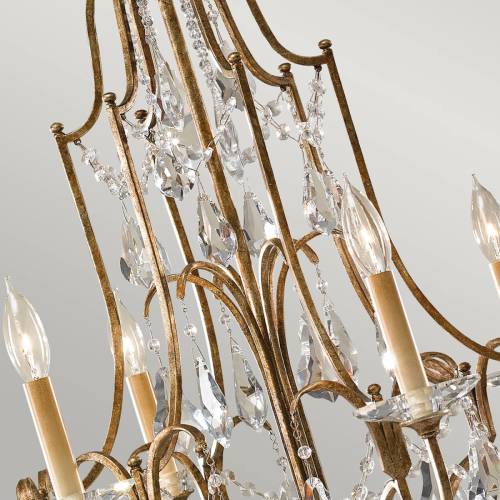 FEISS Kroonluchter Valentina, 6-lamps, brons/kristal