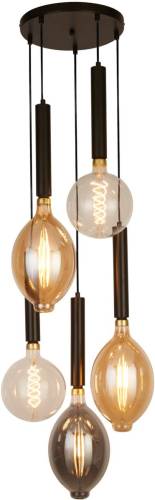 Searchlight Hanglamp Elegance 5-lamps, zwart