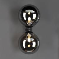 ECO-Light Wandlamp Neptun 2-lamps zwart met rookglasbol