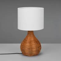 Reality Leuchten Tafellamp Sprout, rotan en textiel, wit/natuur