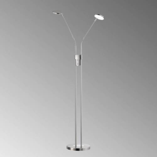 FH LIGHTING LED vloerlamp Lunia, 2-lamps, mat nikkel