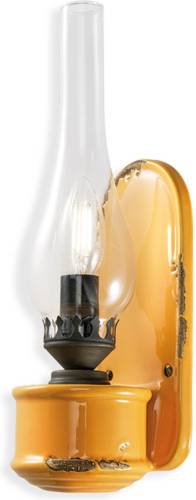 Ferroluce Wandlamp vintage in fakkel-ontwerp, geel