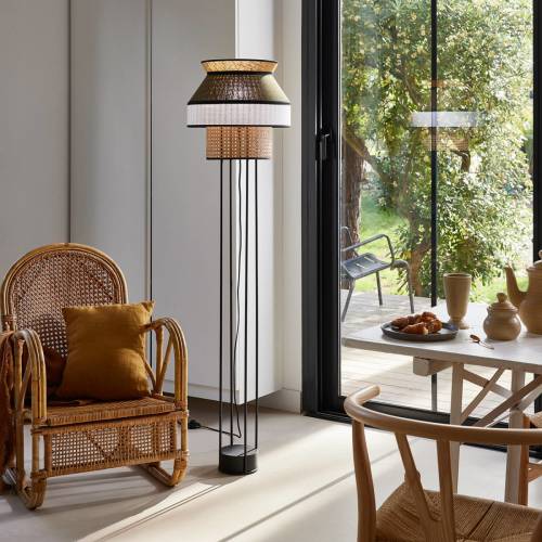 Market Set Singapour vloerlamp, wit/kaki/curry