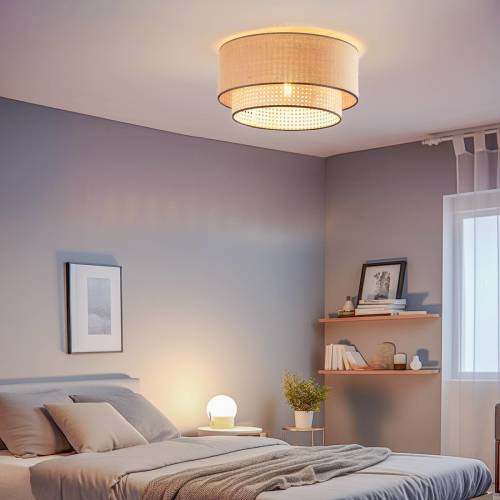 Duolla Plafondlamp Boho, rotan, beige/zwart