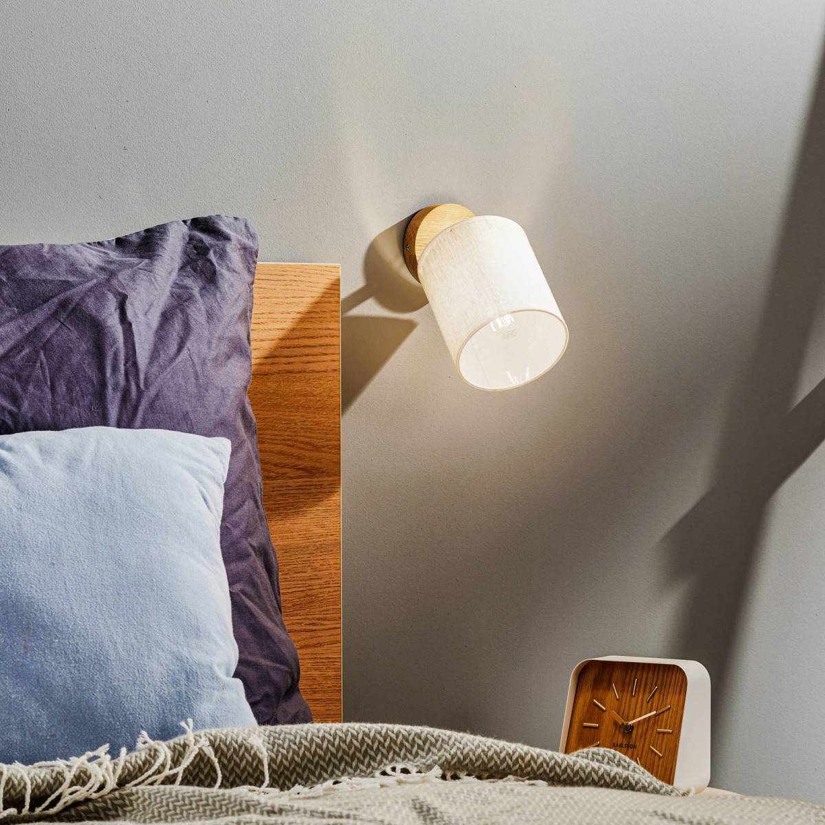 BRITOP Wandlamp Canvas, beige, stoffen kap, Ø 13cm
