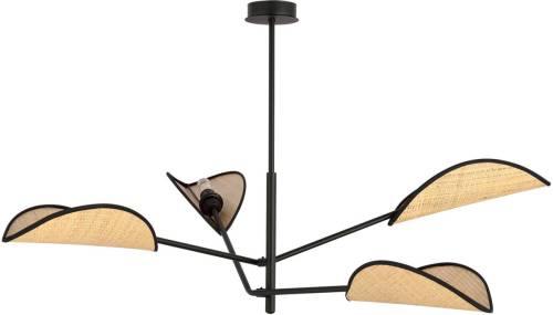 EMIBIG LIGHTING Hanglamp Vene, zwart/rotanoptiek, 4-lamps