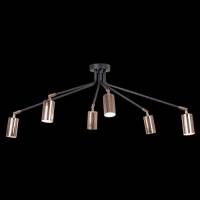 Domiluce Plafondlamp Orbit, zwart/goud, 6-lamps
